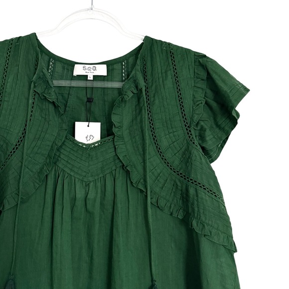 NWT Sea NY Renata Flutter Sleeve Top L - Picture 6 of 9